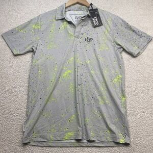 Vice Golf Drip Polo Shirt Performance Paint Splatter AOP Men's S NWT